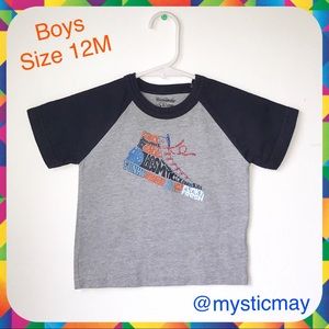 Boys GARANIMALS Gray Hi Top Sneaker Graphic Tee Shirt Baby Size 12M Kids Baby